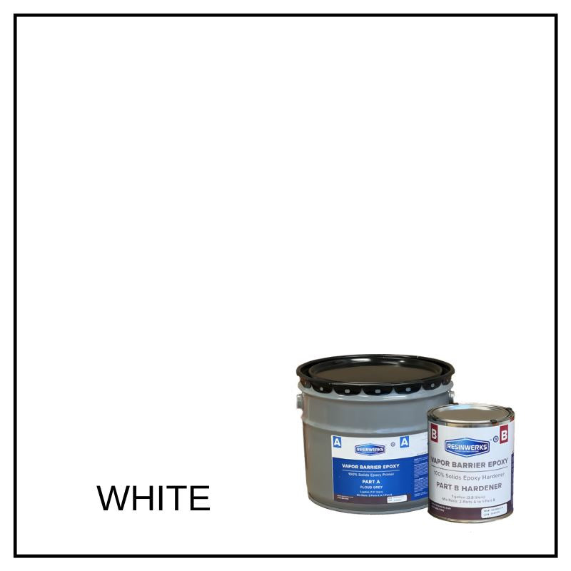 Vapor Barrier Epoxy - 100% Solids Epoxy Primer Resinwerks Inc 3 Gallon Kit (Standard Cure) White