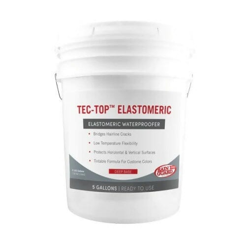 Tec-Top Elastomeric 100% Acrylic Water-based Coating for Waterproofing Rainguard Pro Deep Base - 5 Gallon