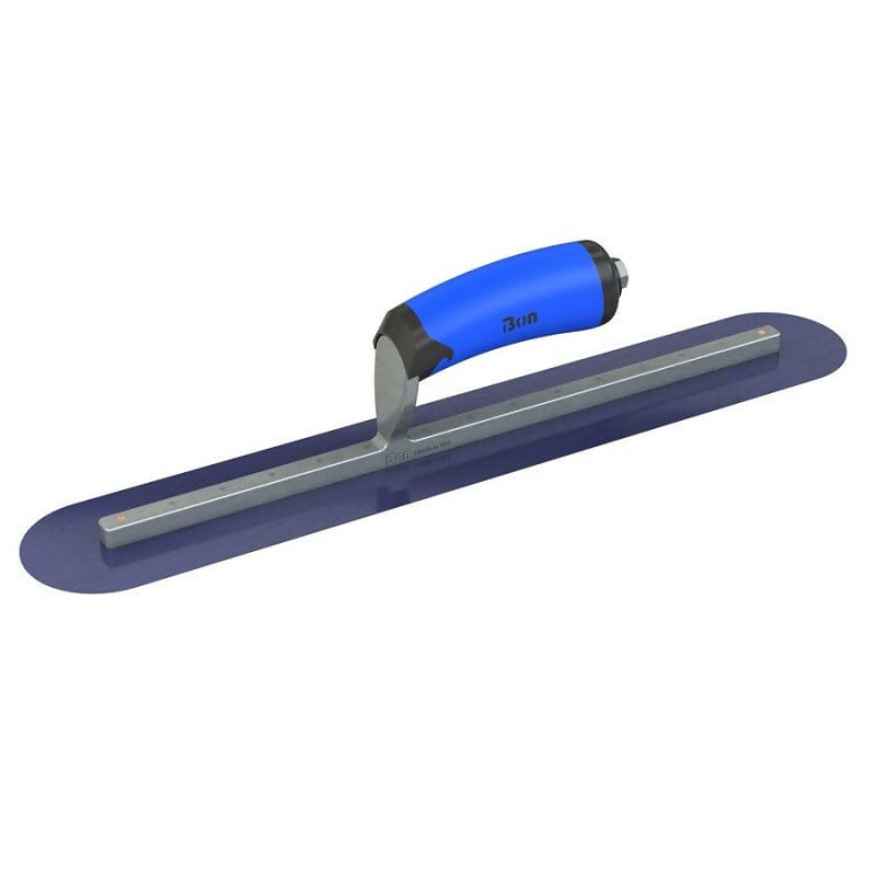 Blue Steel Finishing Trowel - Round End - Comfort Wave Handle Bon Tool 18" x 3"