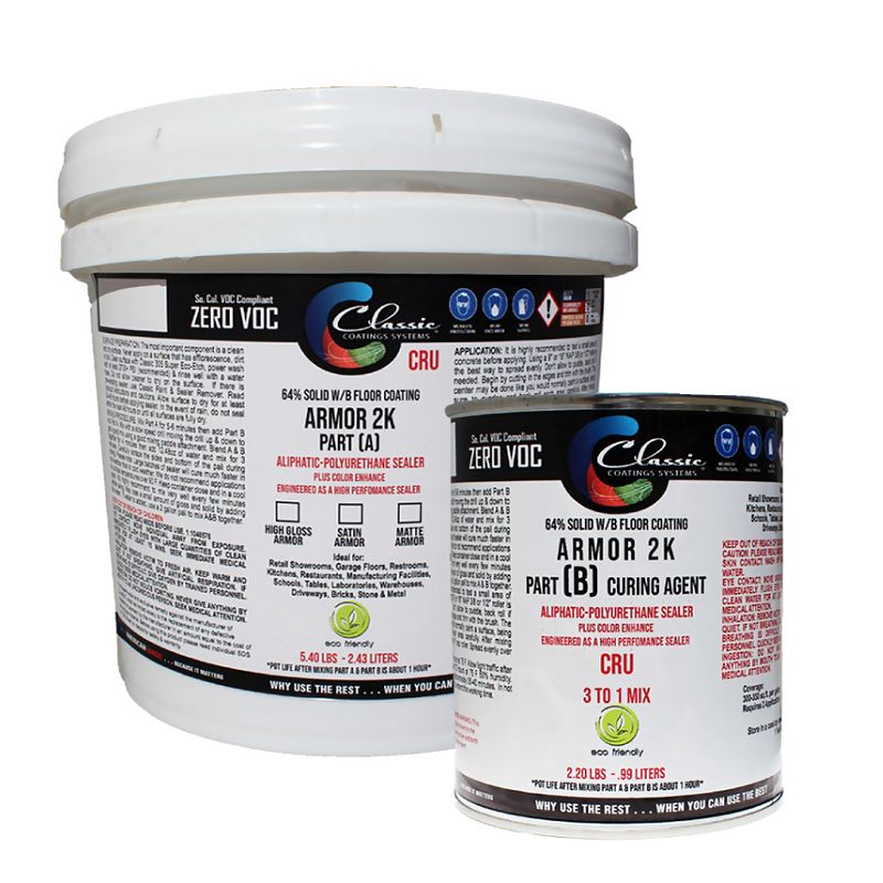 Satin Armor 2K Sealer - Aliphatic-Polyurethane 2 Part Sealer and Color Enhancer - 1 Gallon Classic Coatings Systems