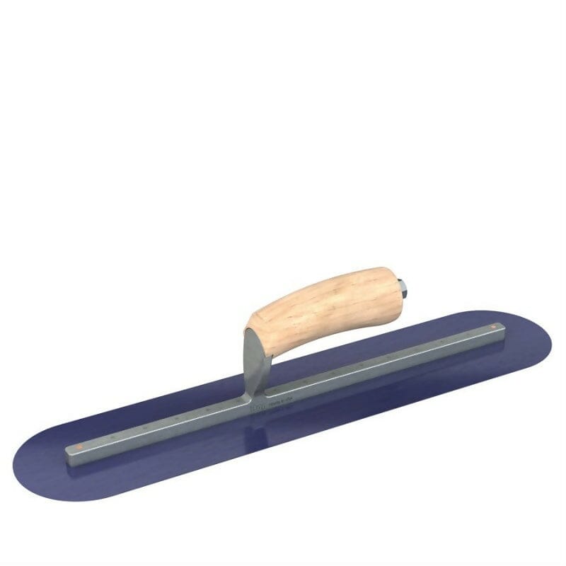 Blue Steel Finishing Trowel - Round End - Camel Back Wood Handle Bon Tool
