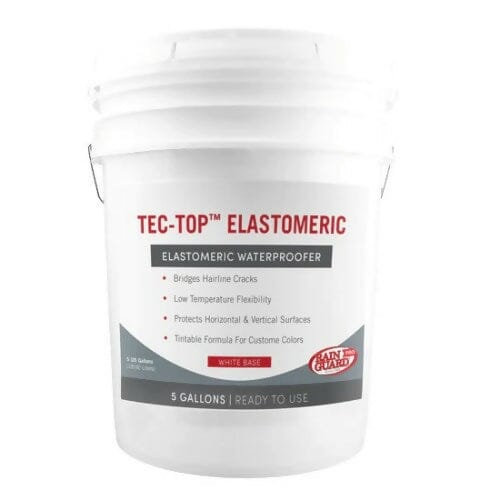 Tec-Top Elastomeric 100% Acrylic Water-based Coating for Waterproofing Rainguard Pro White - 5 Gallon