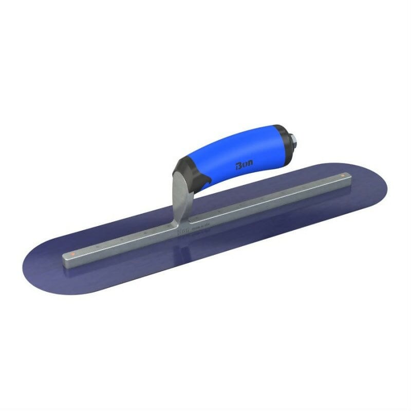 Blue Steel Finishing Trowel - Round End - Comfort Wave Handle Bon Tool 16" x 3"