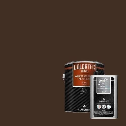 ColorTec 400WB Pigmented Concrete Polyurethane Floor Sealer - Water-based Surecrete 1 Gallon Kit Dark Walnut