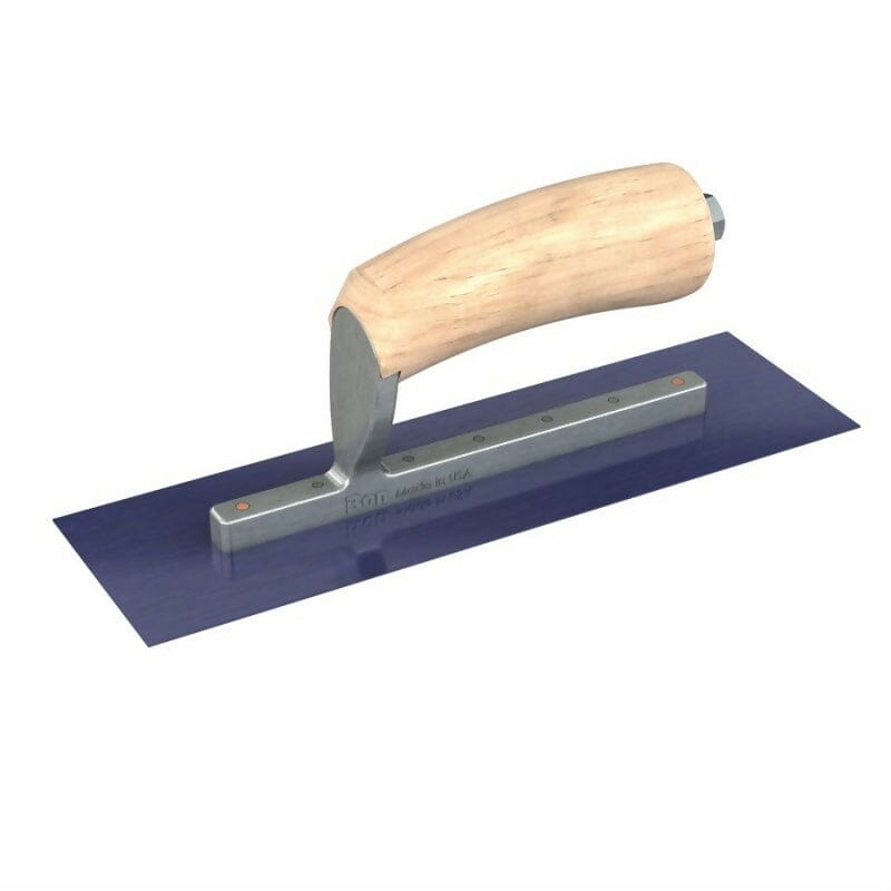 Blue Steel Finishing Trowel - Square End - Camel Back Wood Handle Bon Tool 10" x 3"