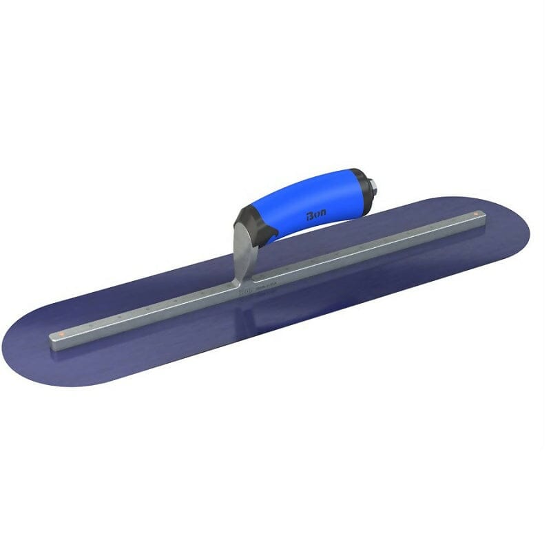 Blue Steel Finishing Trowel - Round End - Comfort Wave Handle Bon Tool 20" x 5"