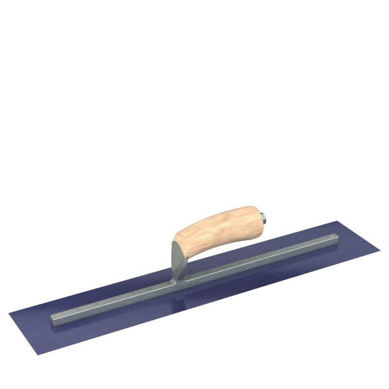 Blue Steel Finishing Trowel - Square End - Camel Back Wood Handle Bon Tool 20" x 4"