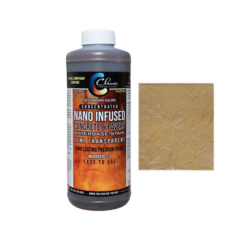 Classic Nano Infused Semi-Transparent Decorative Concrete Water-Based Stain - 1 Quart - Concentrate Classic Coatings Systems Arizona Tan