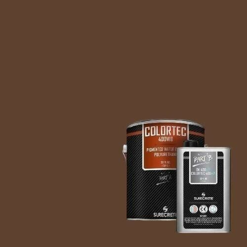 ColorTec 400WB Pigmented Concrete Polyurethane Floor Sealer - Water-based Surecrete 1 Gallon Kit Brown Derby