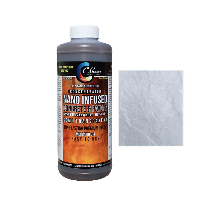 Classic Nano Infused Semi-Transparent Decorative Concrete Water-Based Stain - 1 Quart - Concentrate Classic Coatings Systems White Mist