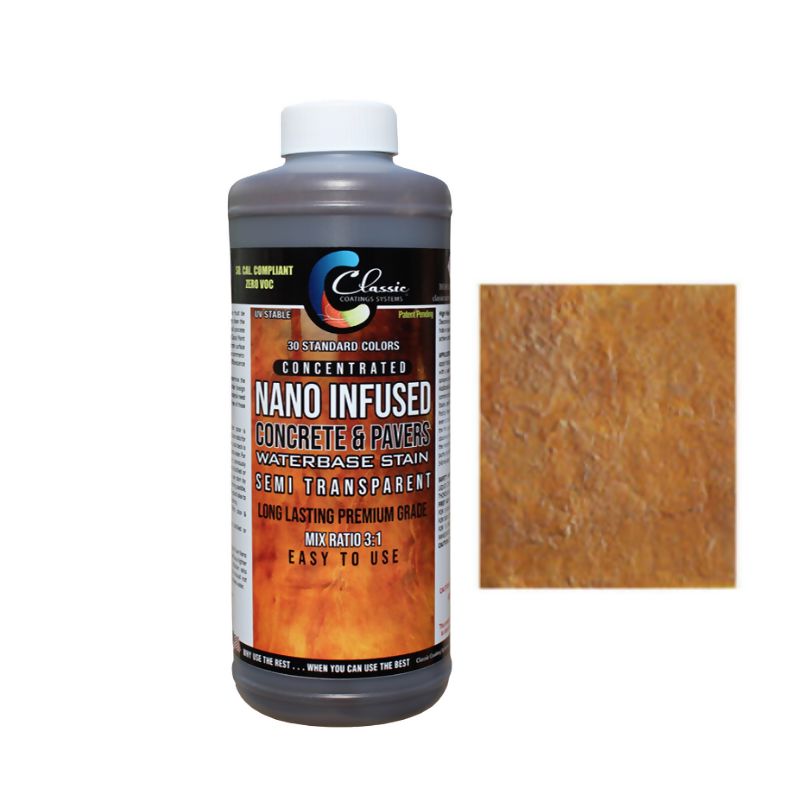Classic Nano Infused Semi-Transparent Decorative Concrete Water-Based Stain - 1 Quart - Concentrate Classic Coatings Systems Terracotta