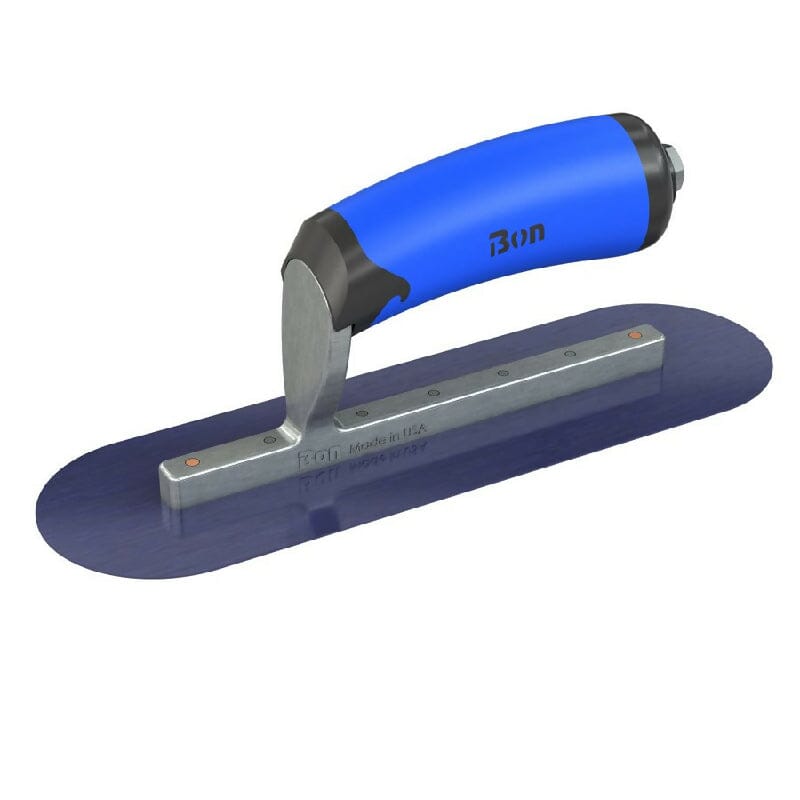 Blue Steel Finishing Trowel - Round End - Comfort Wave Handle Bon Tool 10" x 3"