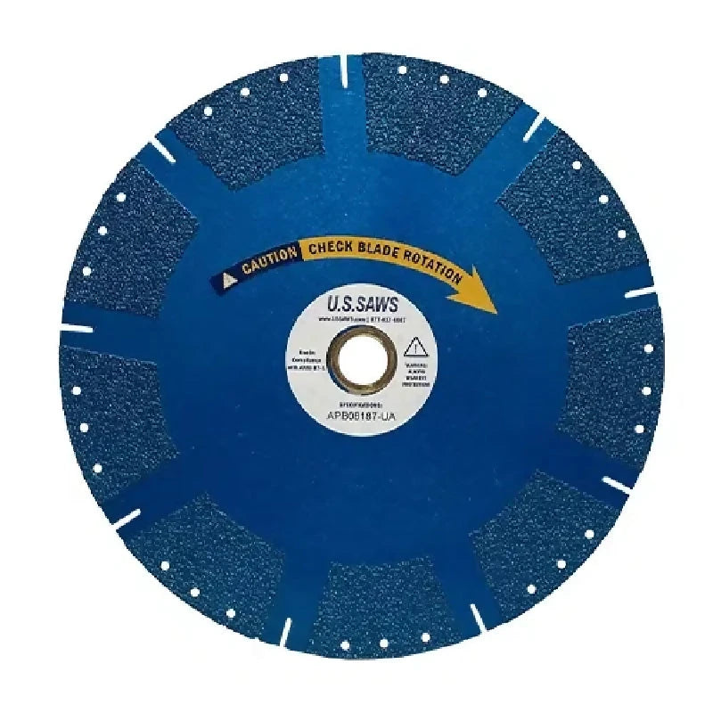 Blue Series Tiger Tooth Joint Removal Blade – Aggressive Performance for Polyurea & Epoxy Removal U.S. Saws 8″ x .187” x 1" with Drive Pin Hole