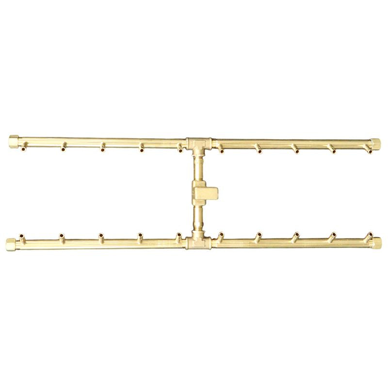 200K BTU 29.5" x 9.5" H-Style Brass Burner for Firepits Warming Trends