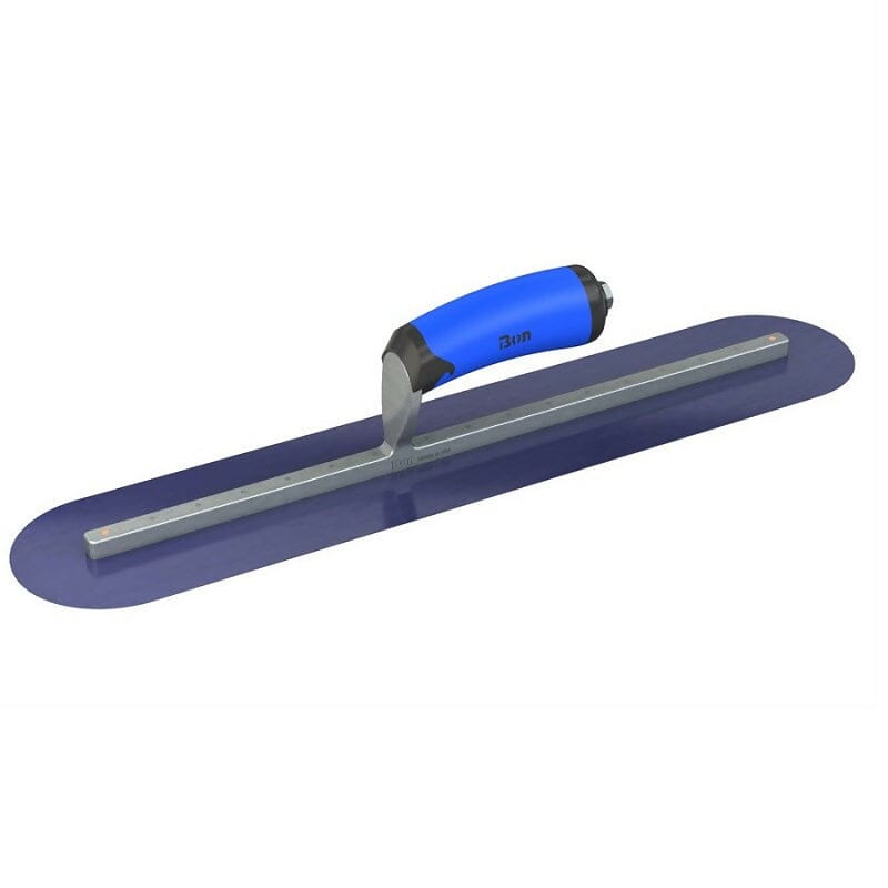 Blue Steel Finishing Trowel - Round End - Comfort Wave Handle Bon Tool 20" x 4"