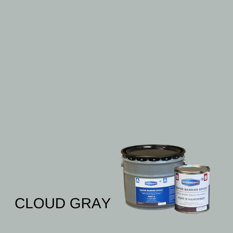 Vapor Barrier Epoxy - 100% Solids Epoxy Primer Resinwerks Inc 3 Gallon Kit (Standard Cure) Cloud Gray
