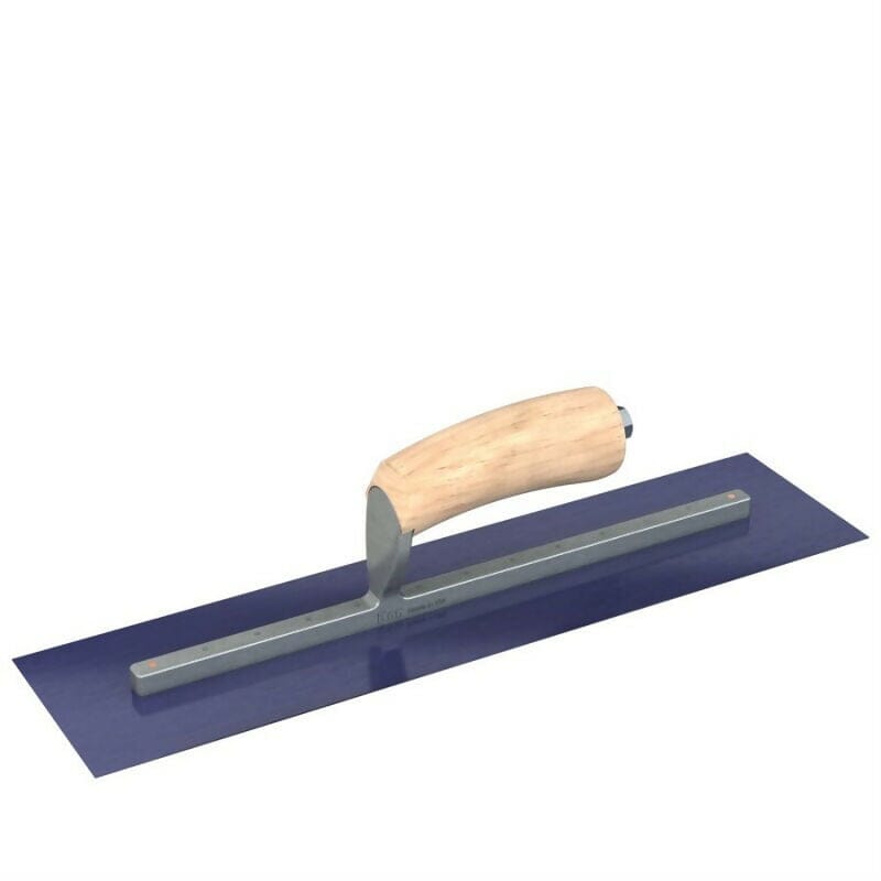 Blue Steel Finishing Trowel - Square End - Camel Back Wood Handle Bon Tool 16" x 4"