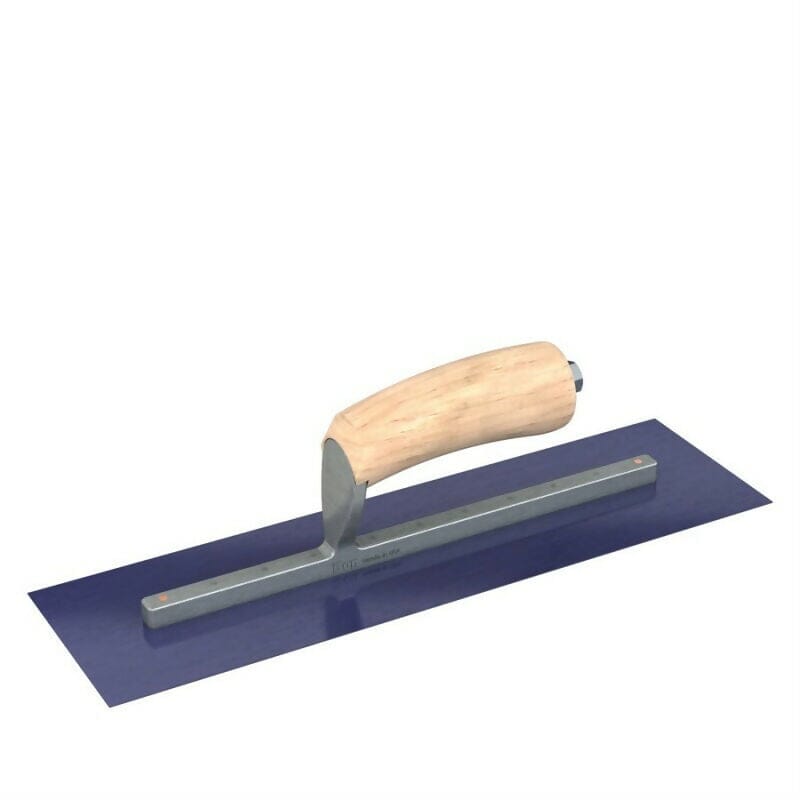 Blue Steel Finishing Trowel - Square End - Camel Back Wood Handle Bon Tool 14" x 4"