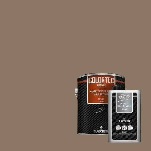 ColorTec 400WB Pigmented Concrete Polyurethane Floor Sealer - Water-based Surecrete 1 Gallon Kit Taupe