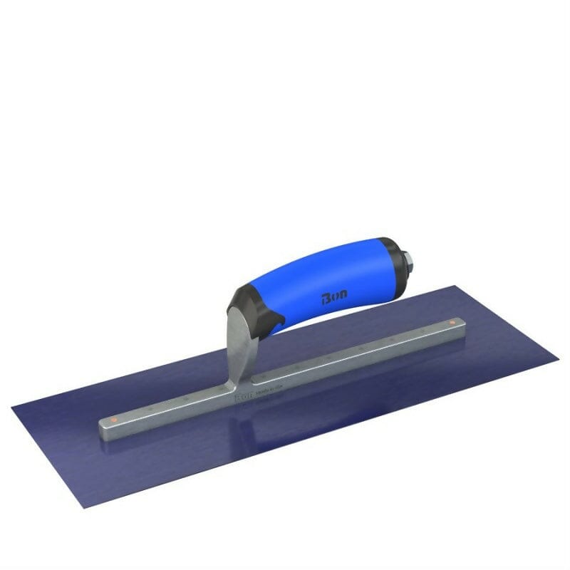 Blue Steel Finishing Trowel - Square End - Comfort Wave Handle Bon Tool 14" x 5"
