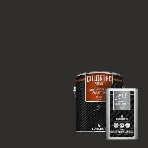 ColorTec 400WB Pigmented Concrete Polyurethane Floor Sealer - Water-based Surecrete 1 Gallon Kit Charcoal