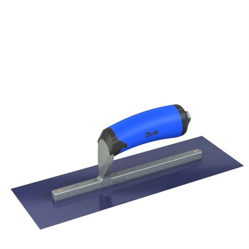 Blue Steel Finishing Trowel - Square End - Comfort Wave Handle Bon Tool 12" x 4"