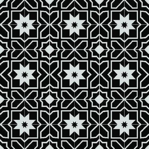 Spanish Star Tile Pattern - Adhesive Backed Stencil supplies FloorMaps Inc. Positive