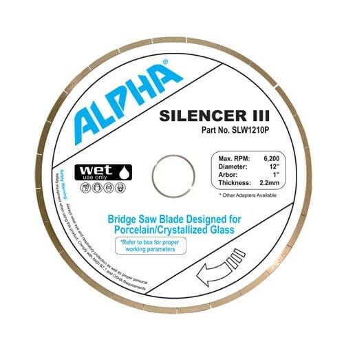 Silencer III Blade for Porcelain - Premium Bridge Saw Blade Alpha Professional Tools 12"