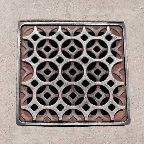 9" x 9" Interlaken Catch Basin Grate Iron Age Designs