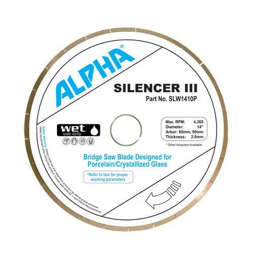 Silencer III Blade for Porcelain - Premium Bridge Saw Blade Alpha Professional Tools 14"