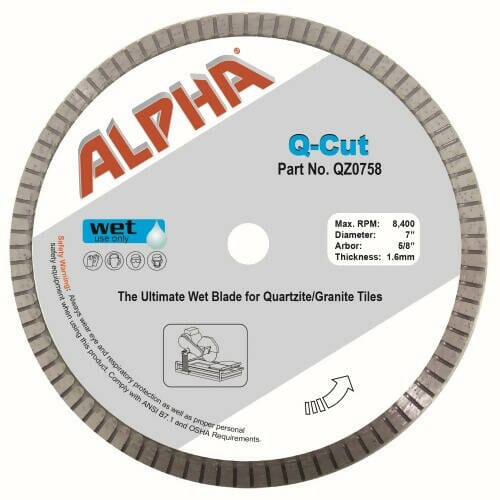Q-Cut Ultimate Wet Blade for Hard Tiles Alpha Professional Tools 7"