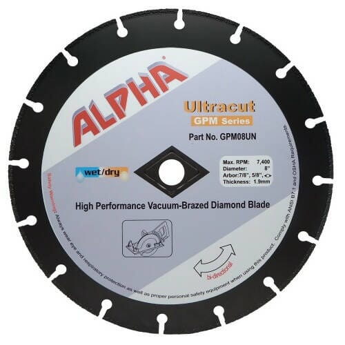 Alpha Ultracut GPM Series Blade Alpha Professional Tools 8"