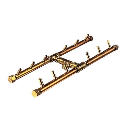 120K BTU 18" x 7" H-Style Brass Burner for Firepits Warming Trends