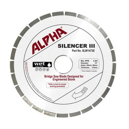 Silencer III Blade for Engineered Stone - Premium Bridge Saw Blade Alpha Professional Tools 14"