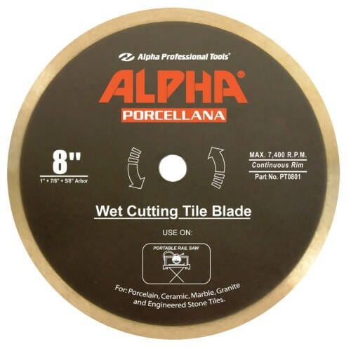 Porcellana for Portable Rail Saws - The Ultimate Wet Blade for Porcelain Tiles Alpha Professional Tools 8"