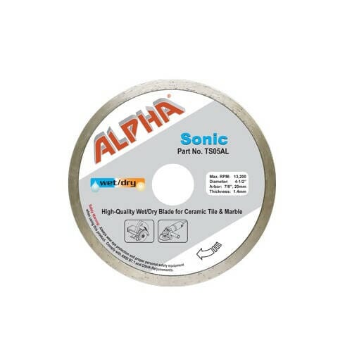 Alpha Sonic Blade - High-Quality Wet Cutting Blade for Tile Alpha Professional Tools 4.5"