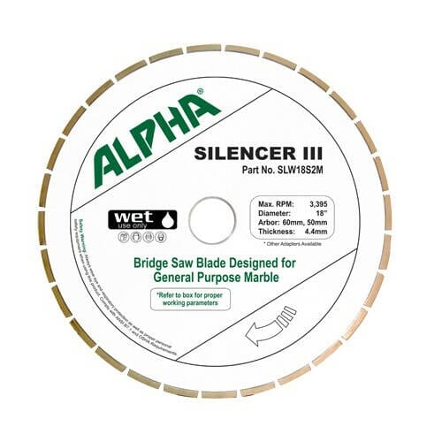 Silencer III Blade for Marble - Premium Bridge Saw Blade Alpha Professional Tools 18"