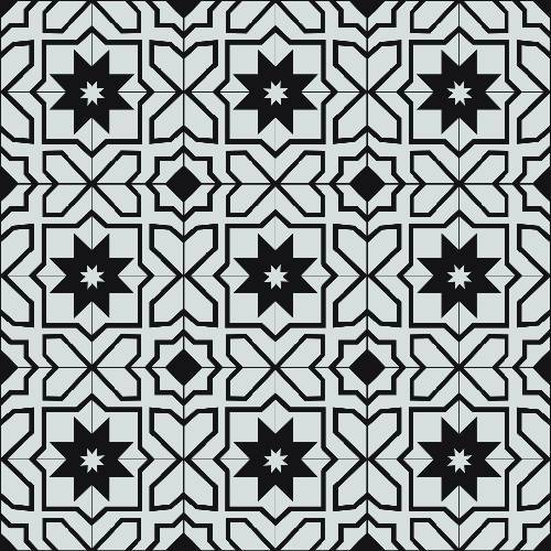 Spanish Star Tile Pattern - Adhesive Backed Stencil supplies FloorMaps Inc. Negative