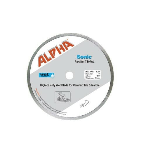 Alpha Sonic Blade - High-Quality Wet Cutting Blade for Tile Alpha Professional Tools 7"