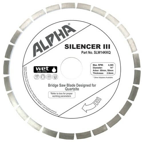 Silencer III Blade for Quartzite - Premium Bridge Saw Blade Alpha Professional Tools 14"