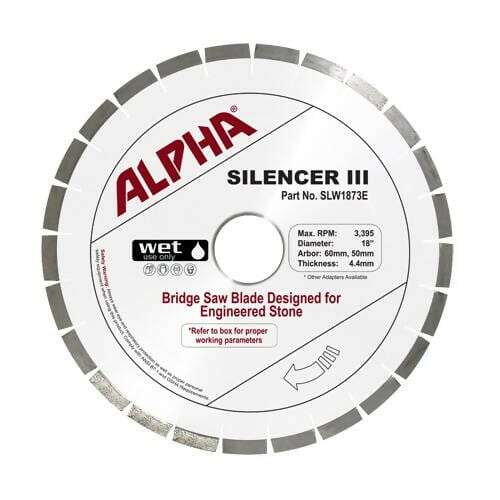 Silencer III Blade for Engineered Stone - Premium Bridge Saw Blade Alpha Professional Tools 18"