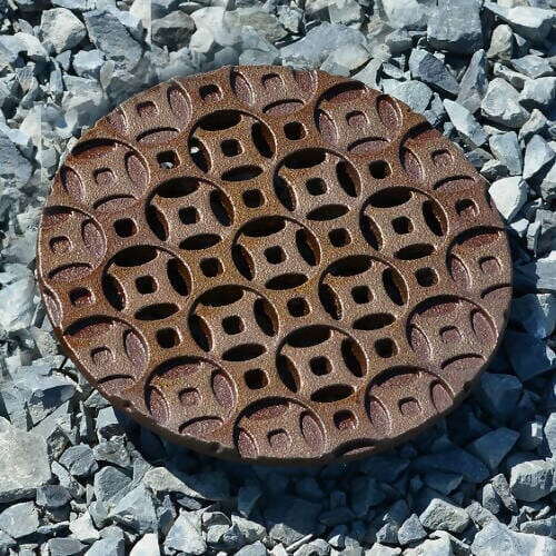 6" Diameter Interlaken Catch Basin Grate Iron Age Designs