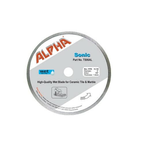Alpha Sonic Blade - High-Quality Wet Cutting Blade for Tile Alpha Professional Tools 6"