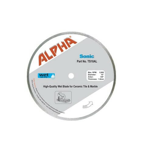 Alpha Sonic Blade - High-Quality Wet Cutting Blade for Tile Alpha Professional Tools 10"