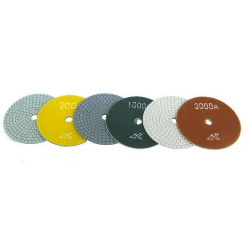 Ceramica Dry Polishing Pads - For Dry Polishing for Natural Stones - 4" Alpha Professional Tools Full Kit - 1 of Each Grit