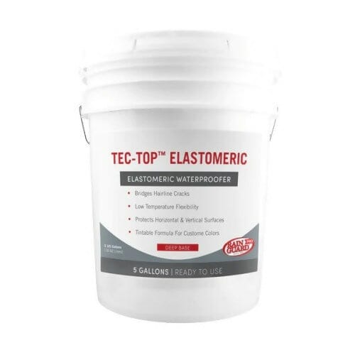 Tec-Top Elastomeric 100% Acrylic Water-based Coating for Waterproofing Rainguard Pro Deep Base - 5 Gallon 