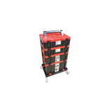 Stackable Tool Boxes by Alpha Alpha Professional Tools 5 Piece Combo (2 small + 1 medium + 1 large + 4 wheel dolly) 