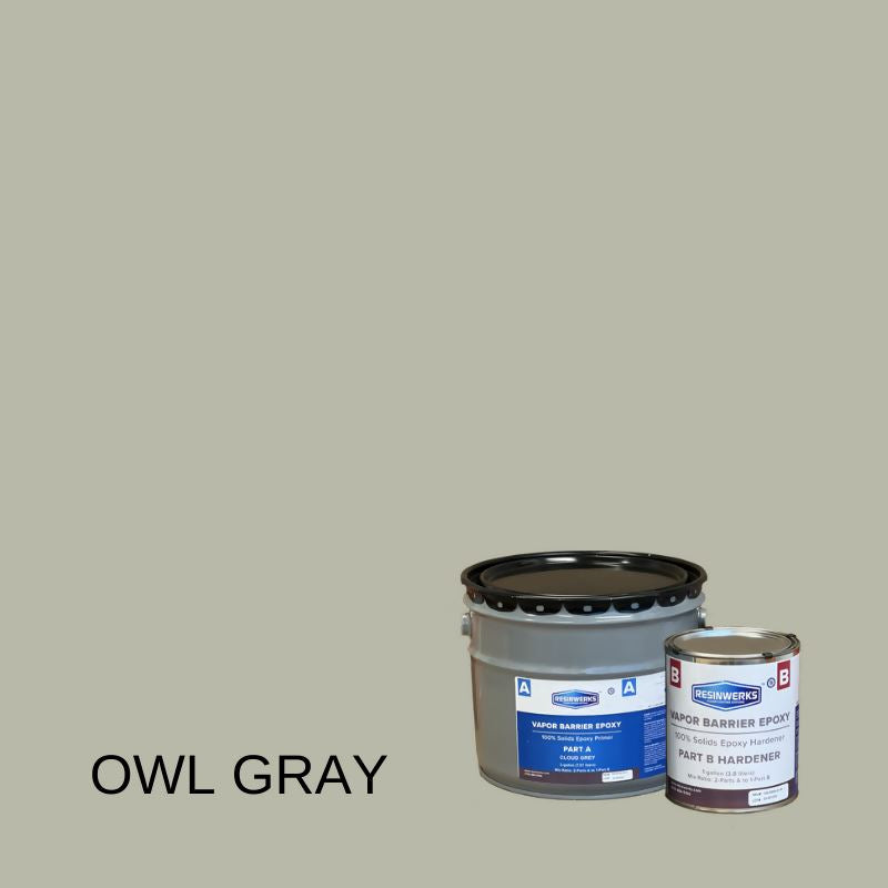 Vapor Barrier Epoxy - 100% Solids Epoxy Primer Resinwerks Inc 3 Gallon Kit (Standard Cure) Owl Gray 