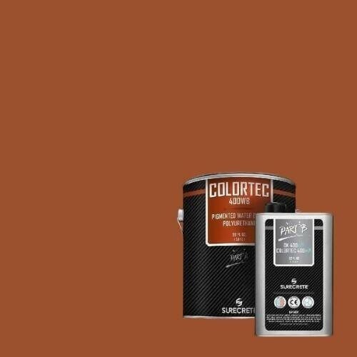 ColorTec 400WB Pigmented Concrete Polyurethane Floor Sealer - Water-based Surecrete 1 Gallon Kit Terra Cotta 