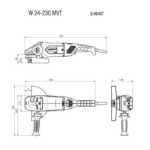 Metabo W 24-230 MVT Angle Grinder – Concrete Decor Store